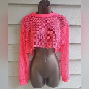 Neon Pink Mesh Crop Top